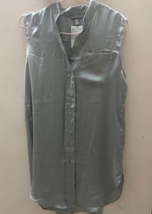 Sleeveless Button-Up Top