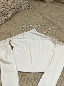 White Long Sleeve Crop Top