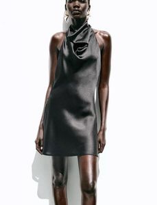 Satin Halter Mini Dress