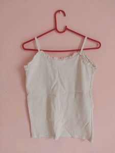 White Ruffle Tank Top
