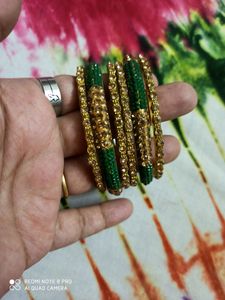 New Bangles Set In Glod &amp; Green Colour