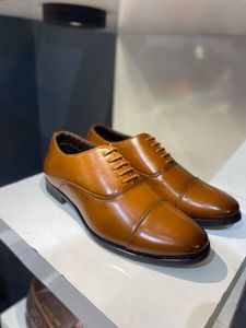 Brown Leather Cap Toe Oxfords