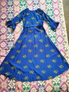 Blue Printed Maxi Dress