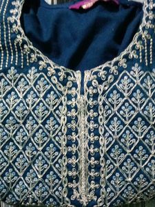 Embroidered Navy Blue Top