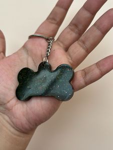 Green Glitter Bone Keychain
