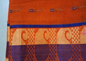 New Orange Embroidered tant Saree 🎶