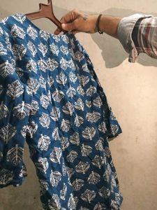 Leaf Print Blue Top