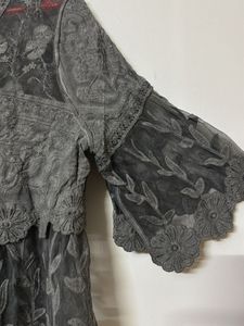 Gray Lace Peplum Top