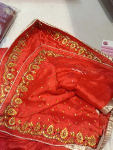 Red &amp; Gold Embellished Saree
