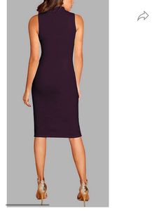 Purple Mock Neck Sleeveless Dress