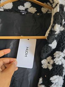 WESTSIDE Floral Print Faux Fur Jacket