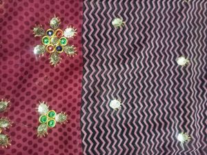 Maroon &amp; Brown Heavy Saree