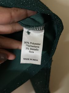 Dark Green Crop Top Full Sleeves