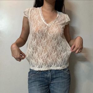 Net Mesh Y2K Ruffle Tee Fairycore