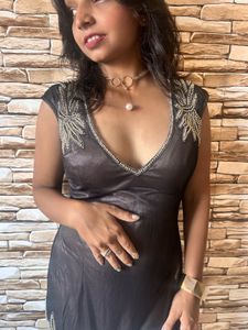 Elegant Brown Embellished Gown