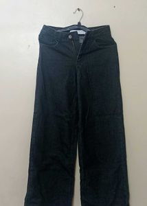 Berksha Black Wide Leg Denim Jeans