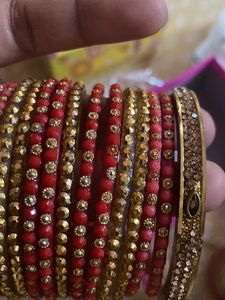 Red Golden Bangle Party Set