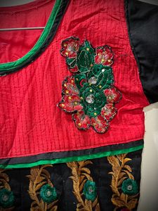 Festive Black &amp; Red Anarkali Kurta