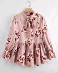Floral Tie Neck Top