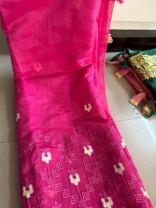 Pink Embroidered Saree