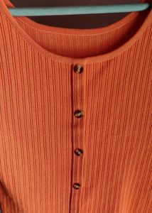 Orange Ribbed Crop Top