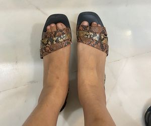 Snakeskin Print Slide Sandals