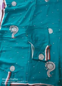 Teal Embellished Saree