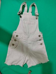 White Denim Jumper Shorts By  Shopper Stop