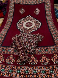 Ethnic Maroon dress material with big panna dupatt