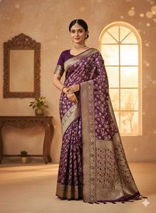 Elegant Purple Banarasi Saree 💗