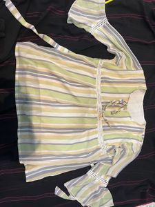 Striped Tie-Neck Top