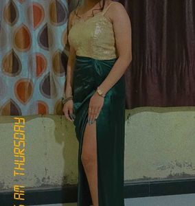 Elegant Green Slit Maxi Dress