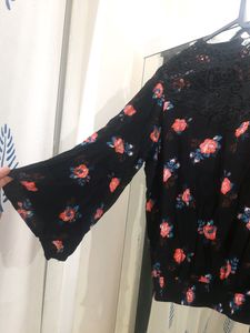 DJ &amp; C Black Lace Neck Top