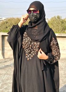 Floral Dubai Imported Black Abaya For Women