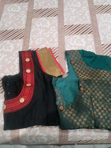 Green &amp; Gold Sari Blouse