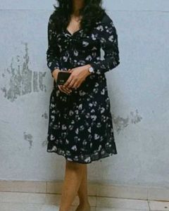 URBANIC Navy Blue Georgette Floral Dress