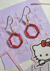 &gt;*Red Hex Earrings*&lt;