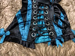 Gothic Y2k Black And Blue Burlesque Corset Top