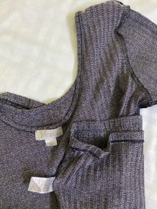 Gray Ribbed Knit Top Bust 36-38