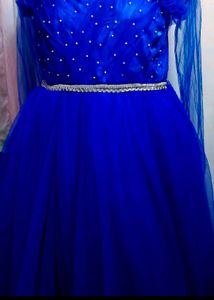 Royal Blue Tulle Dress With Heavy Flares