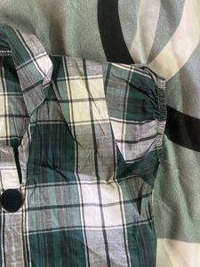 Black And Green Checked Tunic Top