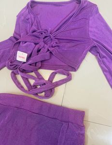 Urbanic Purple Skirt &amp; Crop Top Co Ord Set