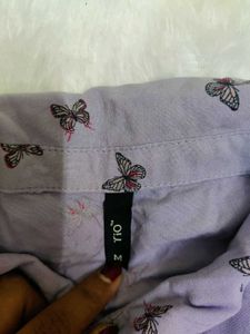 LAVENDER PRINTED CROP SHIRT