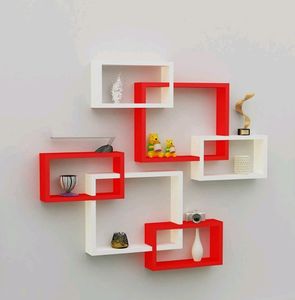 Wood Wall Decoration Intersecting Floating Shelves