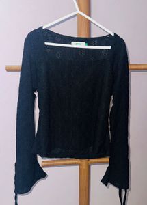 Chic Black Long Sleeve Top