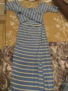 Striped Stretchable Bodycon Midi Dress