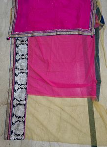 Embroidered Border Half&Half Saree