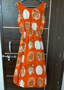Orange Print Dress