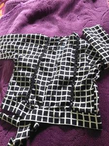 Brad Man Black &amp; White Grid Crop Top