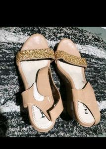 Elegant Beige & Gold Sandals